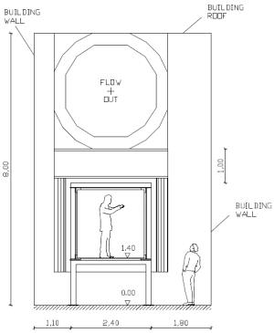 Cross-section through the wind tunnel at test section
