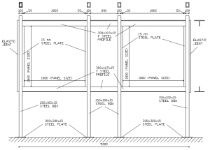 Construction drawing of the test section main frame (side view)