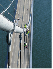 Work on hanger cables affected by fatigue from wind-induced vibrations